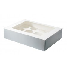 12 Hole White Cupcake Box